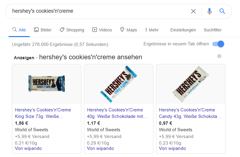 Shopping Ads in der Google-Suche