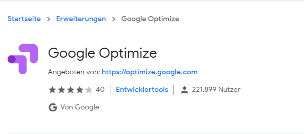 Chrome Erweiterung für Google Optimize