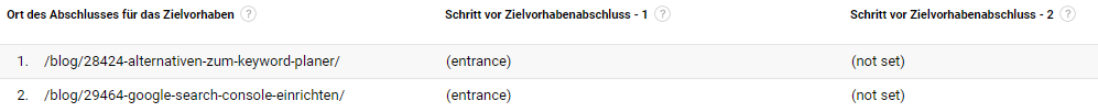 (not set) im Bericht Zielpfad umkehren
