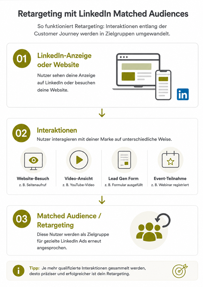 Möglichkeiten für LinkedIn Retargeting mit Matched Audiences