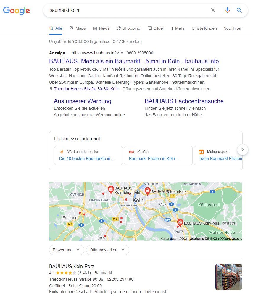 Local Search Ads in der Google Suche
