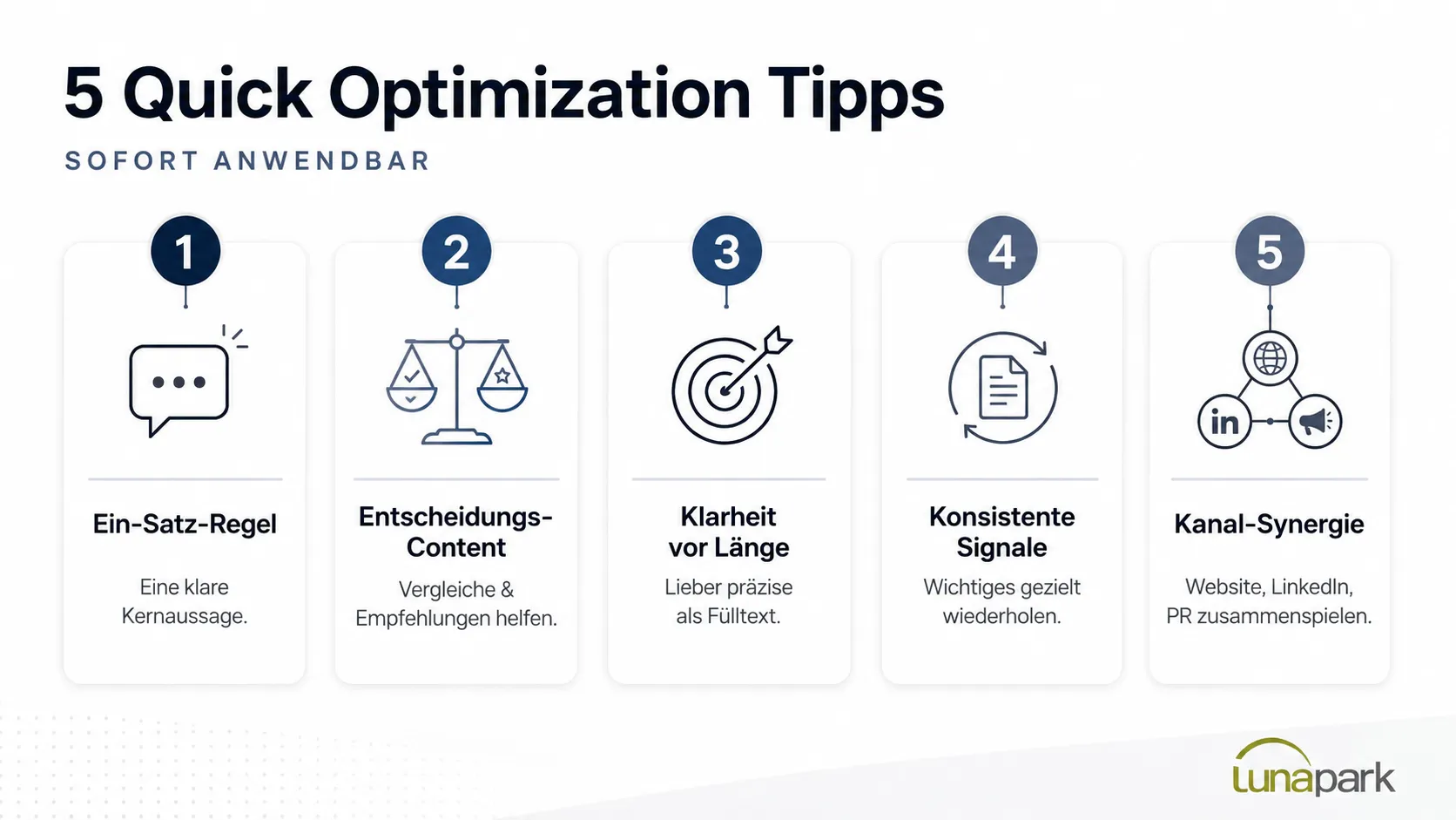 Darstellung der schnellen Optimierungstipps.