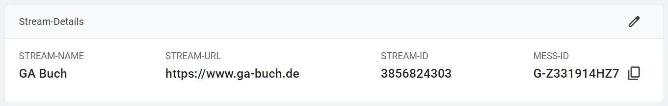 Übersicht Stream Übersicht über die wichtigsten Informationen zum Stream.