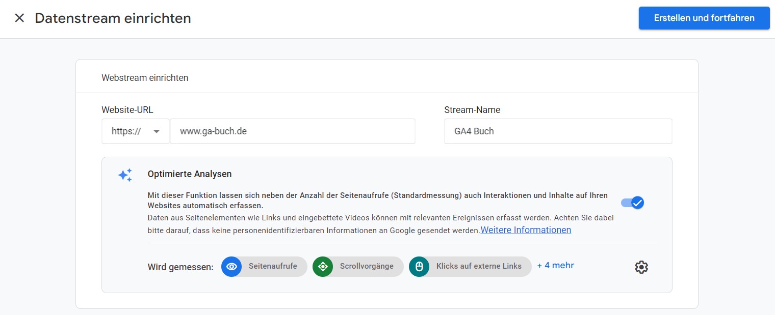 Webstream URL & Name Das Feld in dem Webstream URL und Stream-Name eingegeben werden.